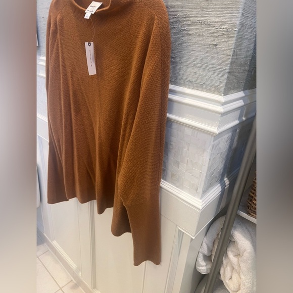 NWT new large Anthropologie Maeve shea oversized boxy cashmere sweater honey tan - Picture 8 of 17